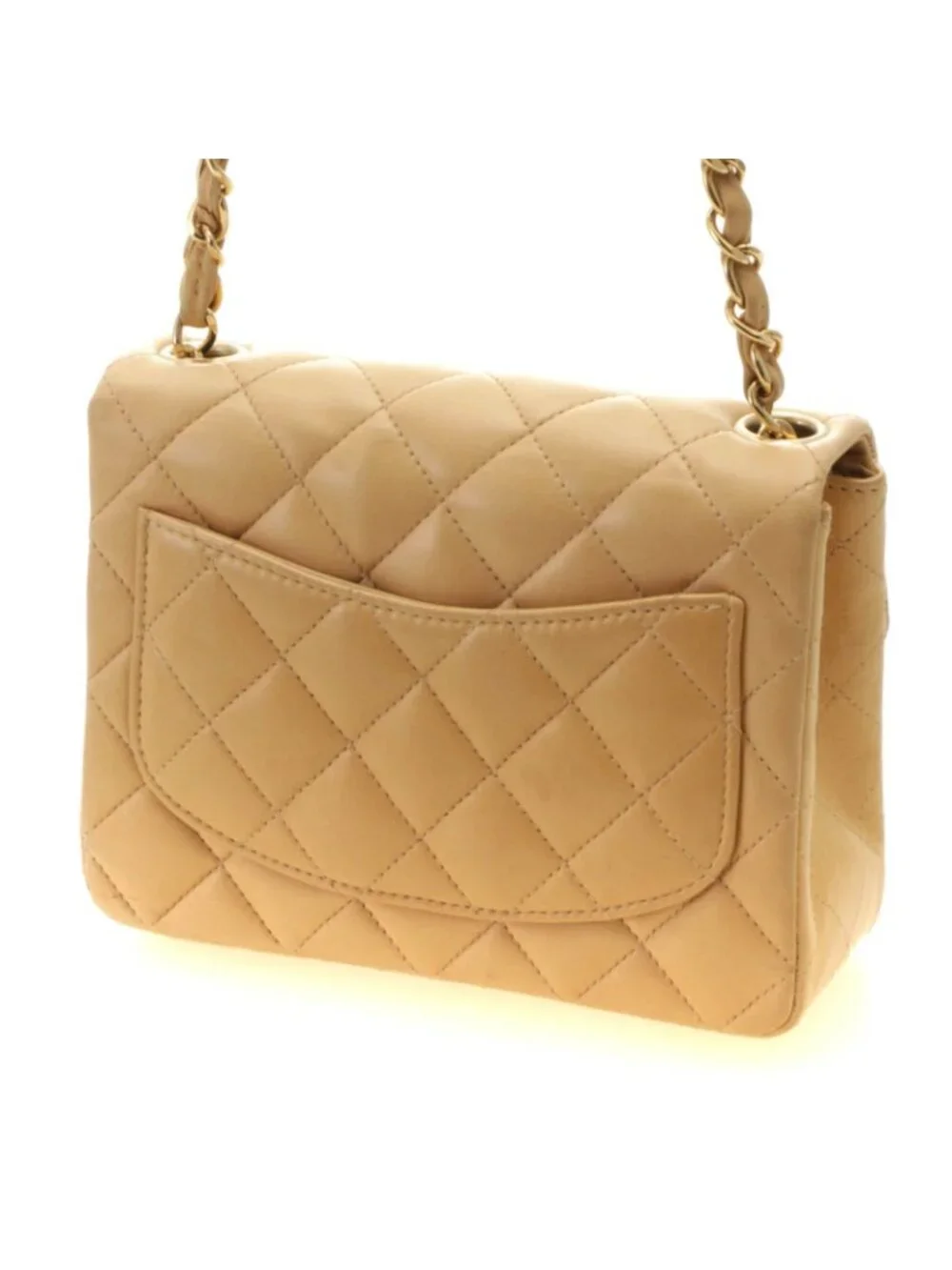 Chanel Mini Quilted 17 Chain Shoulder Bag Light Beige Gold Lambskin